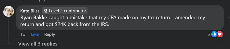 Kate Bliss - got $24K back from IRS